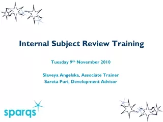 Internal Subject Review Training