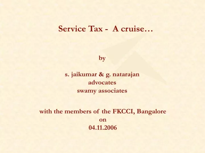 service tax a cruise