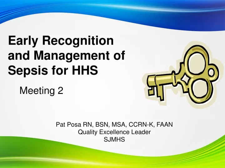 early recognition and management of sepsis for hhs