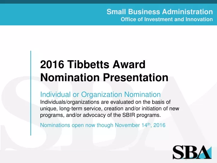 2016 tibbetts award nomination presentation