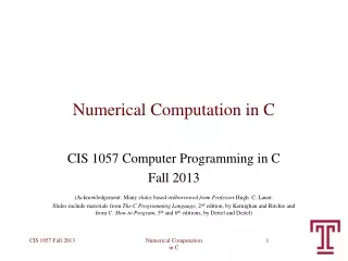 Numerical Computation in C