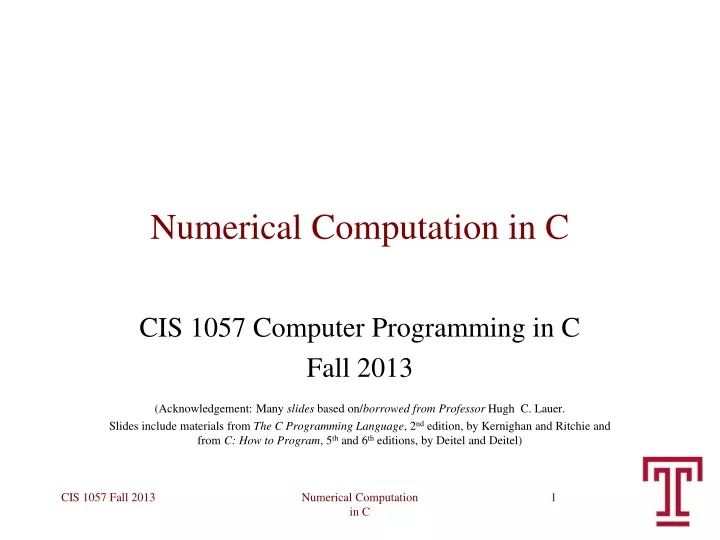numerical computation in c
