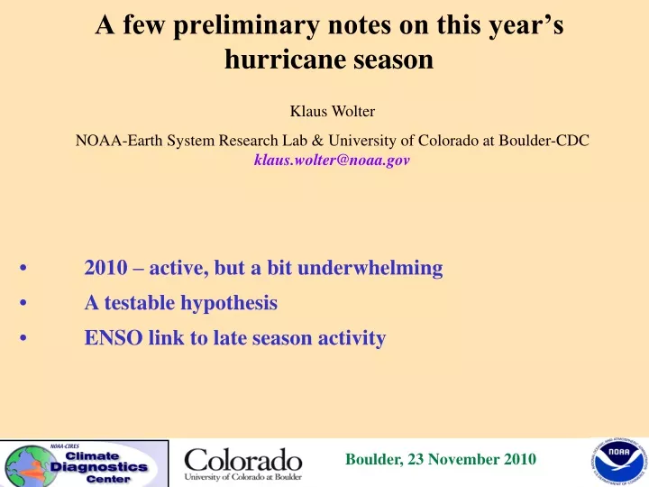 a few preliminary notes on this year s hurricane season