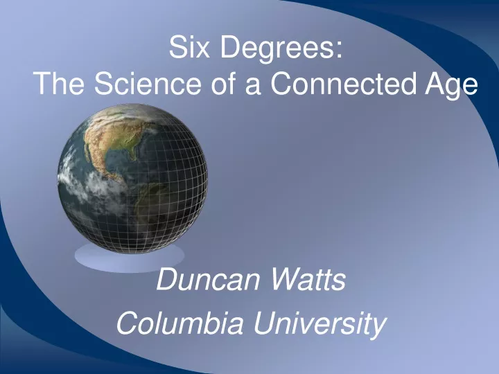 six degrees the science of a connected age