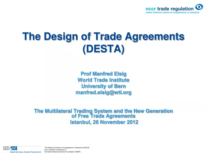 the design of trade agreements desta