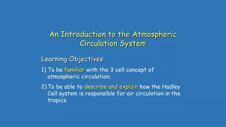 an introduction to the atmospheric circulation