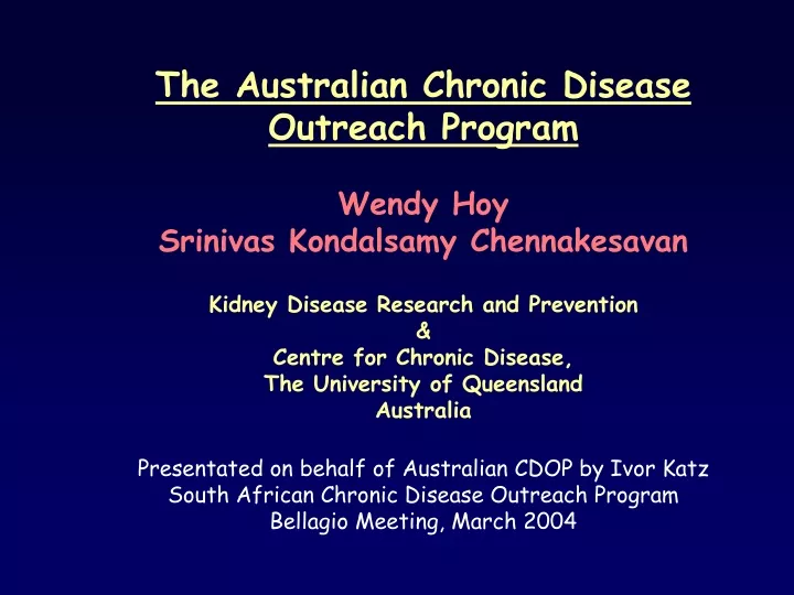 the australian chronic disease outreach program