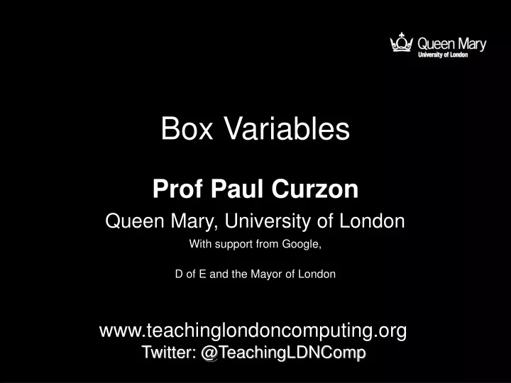 box variables