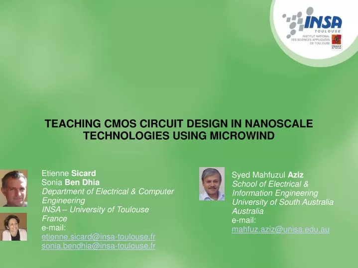 teaching cmos circuit design in nanoscale