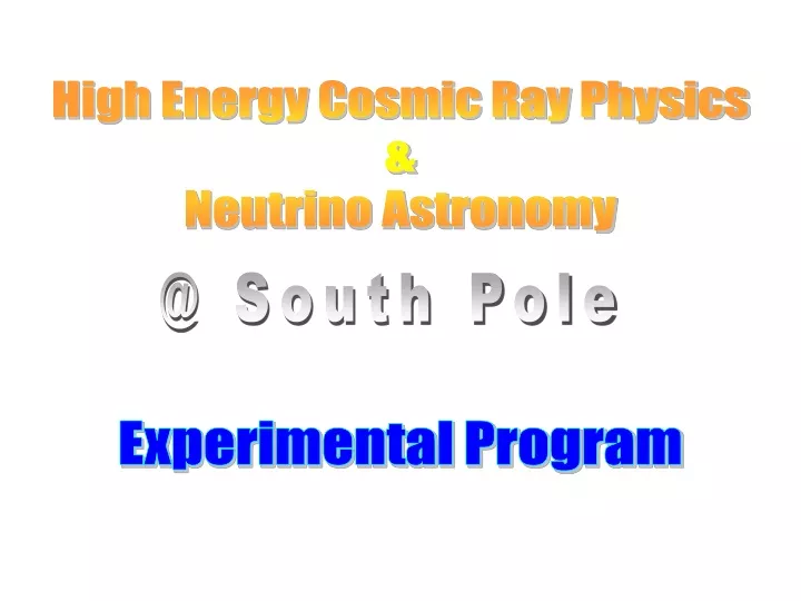 high energy cosmic ray physics neutrino astronomy