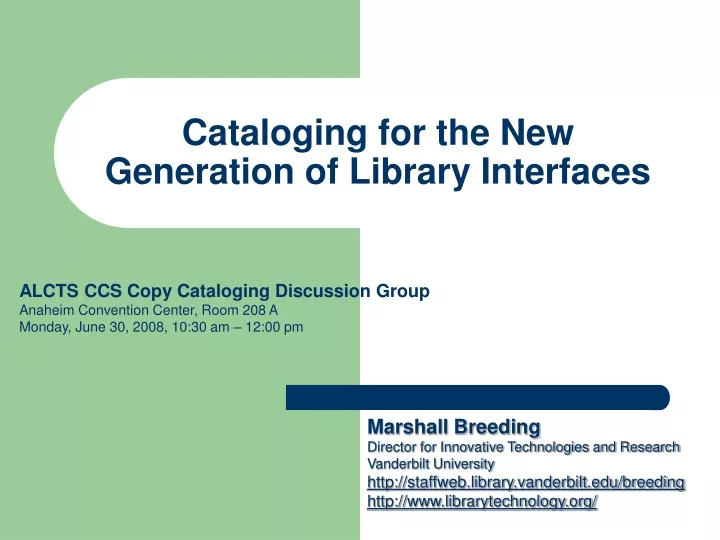 cataloging for the new generation of library interfaces
