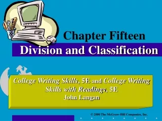 Chapter Fifteen Division and Classification