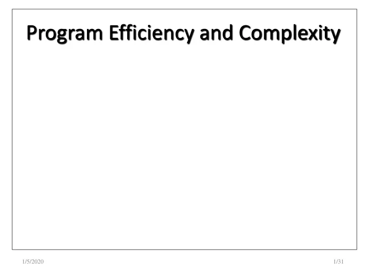 program efficiency and complexity