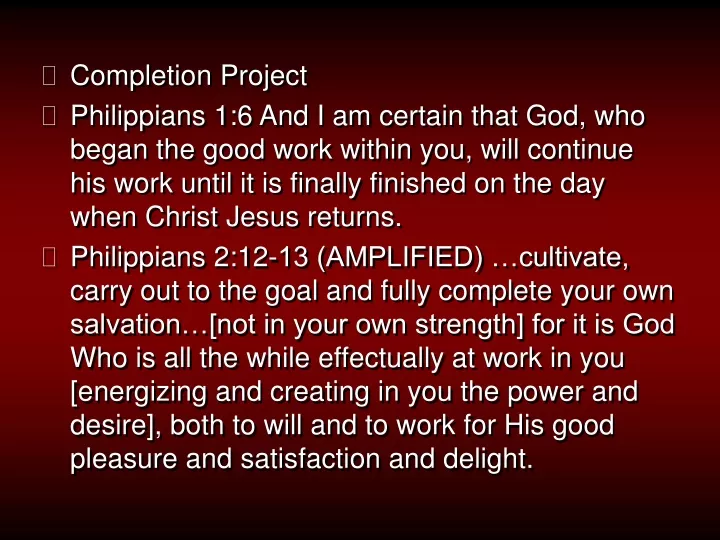 completion project philippians