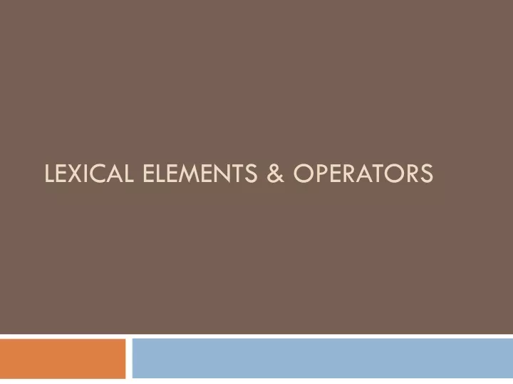 lexical elements operators