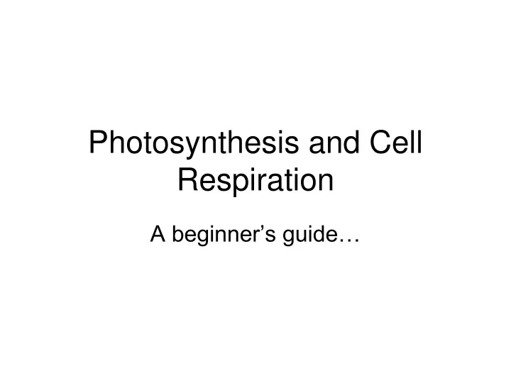 photosynthesis and cell respiration