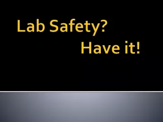 Lab Safety?                   Have it!