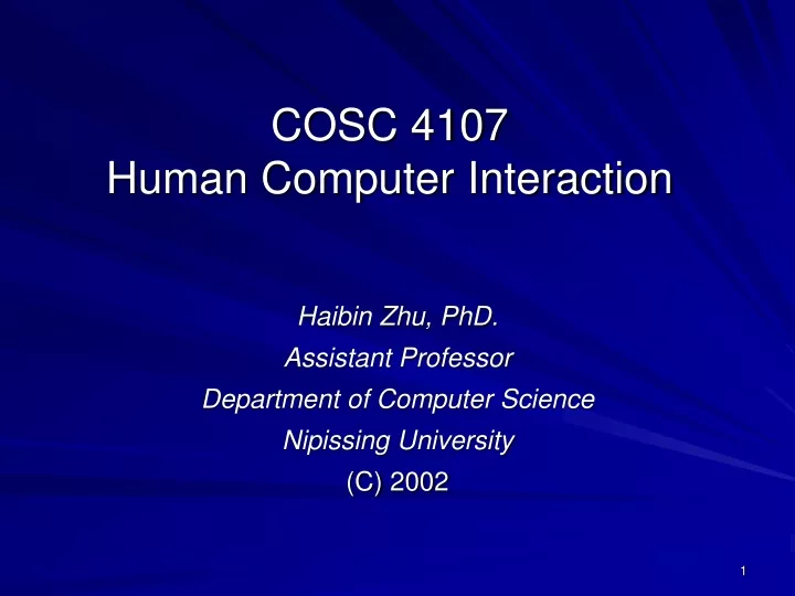 cosc 4107 human computer interaction