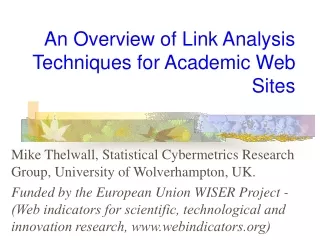 An Overview of Link Analysis Techniques for Academic Web Sites
