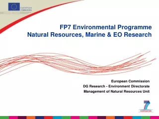 FP7 Environmental Programme Natural Resources, Marine &amp; EO Research