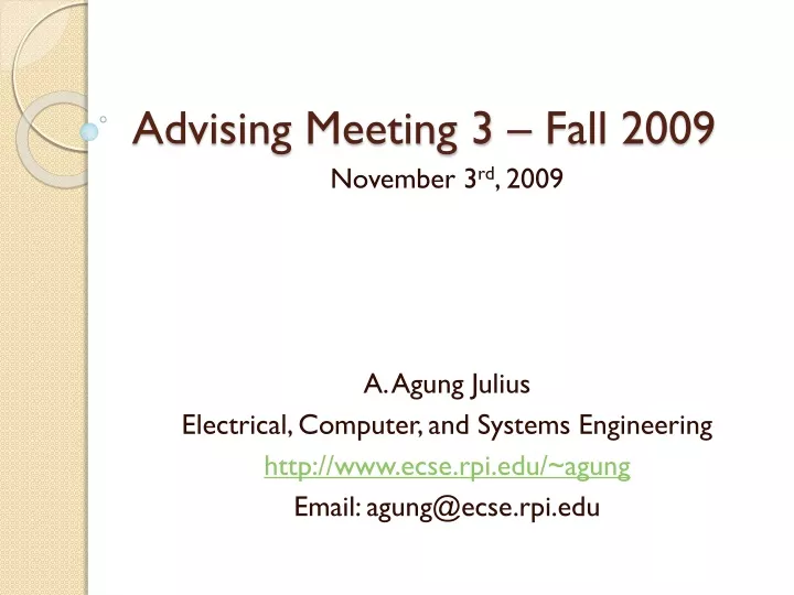 advising meeting 3 fall 2009