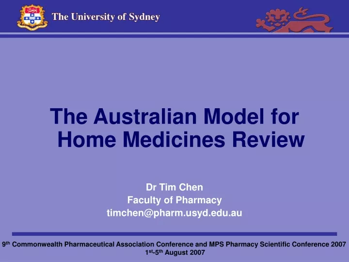 the australian model for home medicines review