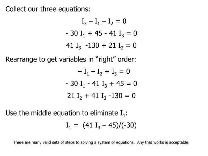 collect our three equations