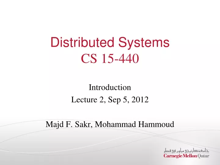 distributed systems cs 15 440