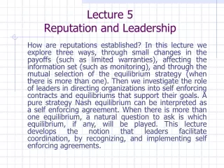 Lecture 5 Reputation and Leadership