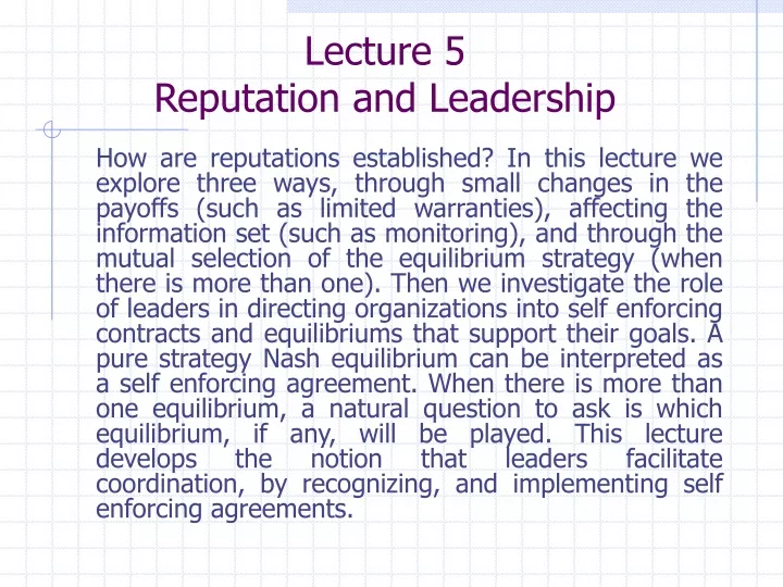 lecture 5 reputation and leadership