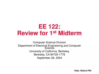 EE 122:  Review for 1 st  Midterm