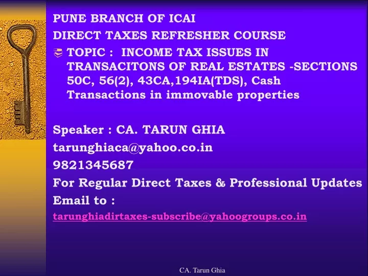 pune branch of icai direct taxes refresher course