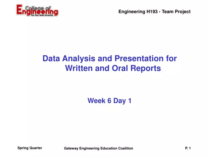 data analysis and presentation for written