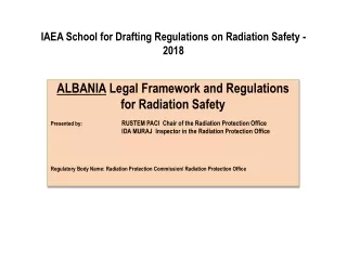 IAEA School for Drafting Regulations  on Radiation Safety - 2018