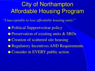 City of Northampton Affordable Housing Program