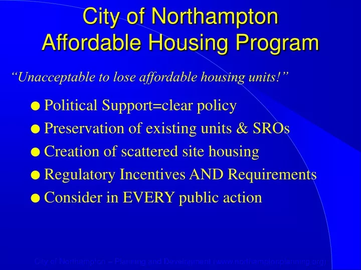 city of northampton affordable housing program