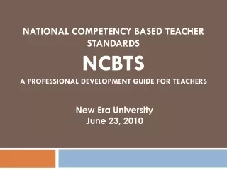 National  Competency Based  Teacher Standards NCBTS A Professional Development Guide for Teachers