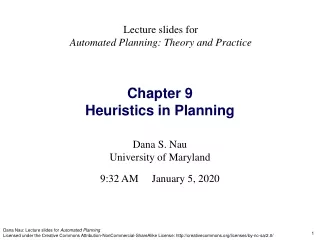 Chapter 9  Heuristics in Planning
