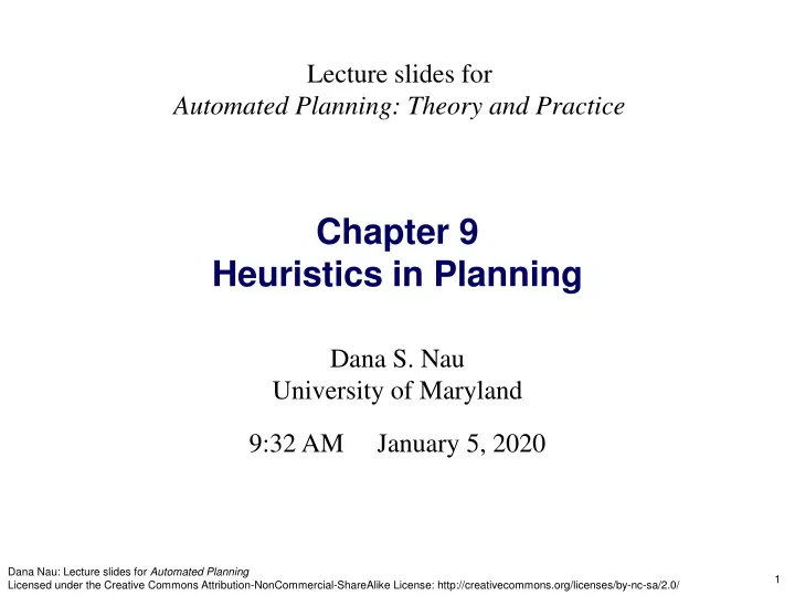 lecture slides for automated planning theory