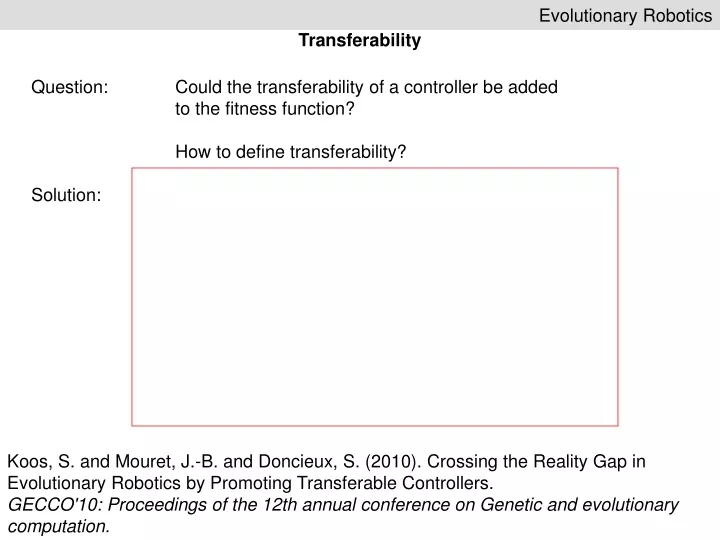 evolutionary robotics