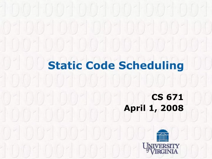 static code scheduling