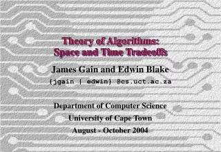 Theory of Algorithms: Space and Time Tradeoffs