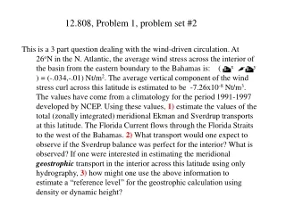 12.808, Problem 1, problem set #2