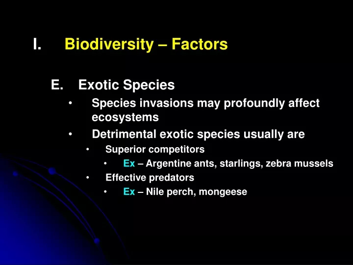 biodiversity factors exotic species species