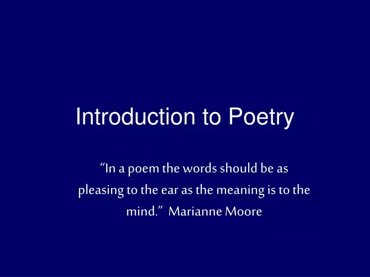 introduction to poetry