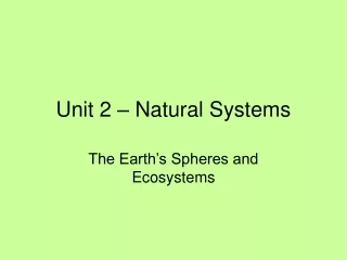Unit 2 – Natural Systems