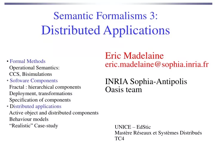 semantic formalisms 3 distributed applications