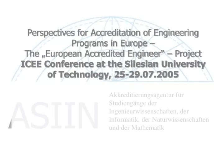 perspectives for accreditation of engineering