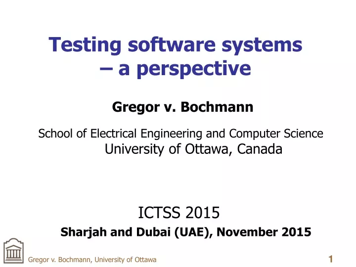 testing software systems a perspective