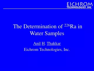 The Determination of  226 Ra in Water Samples